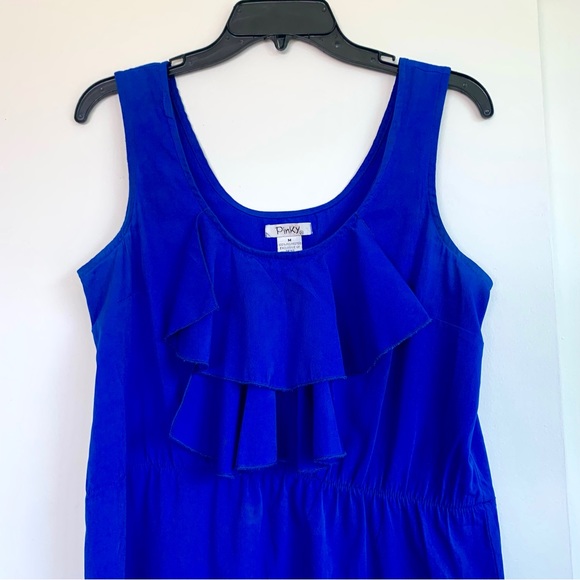 Blue Ruffled Mini Dress - Picture 2 of 5